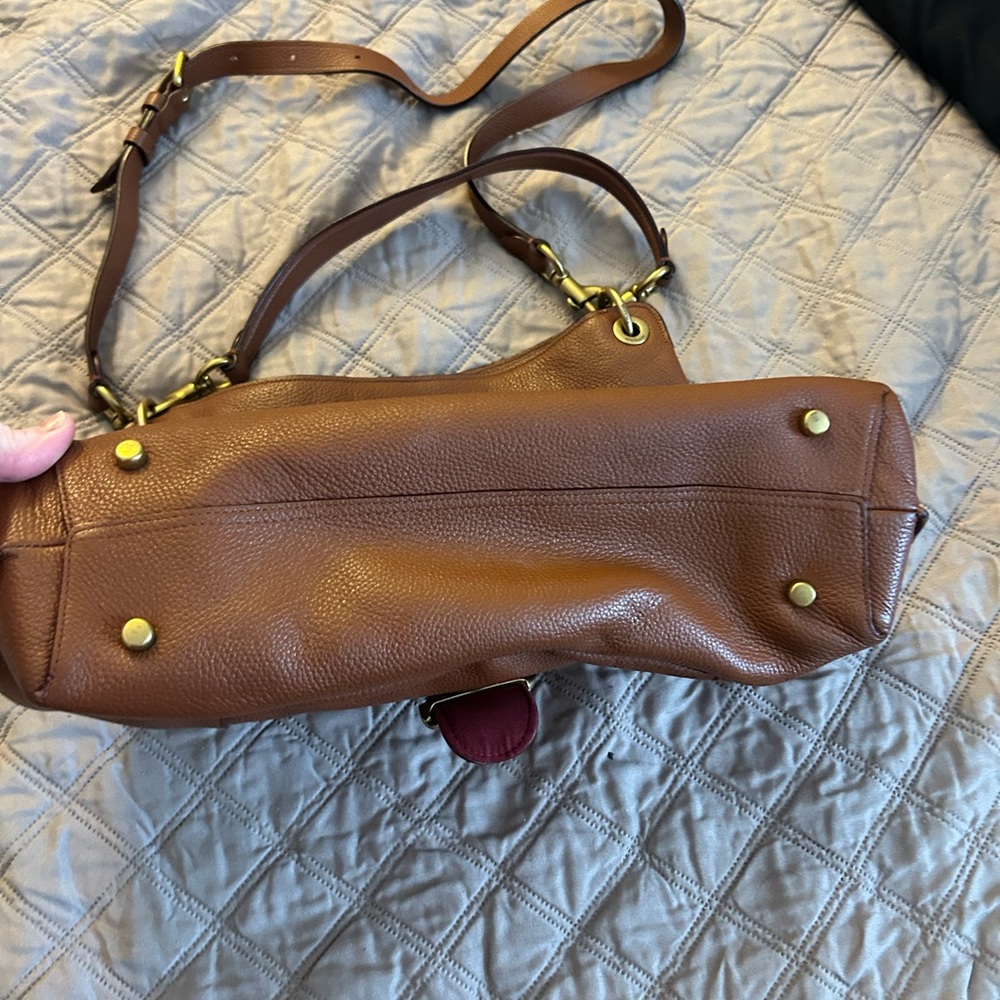 Coach Brown Leather Shoulder Bag with Gold Accents - Picture 3 of 7
